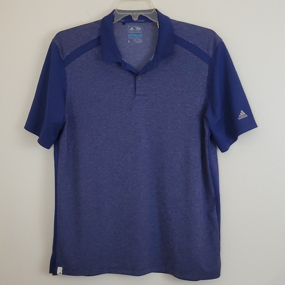Adidas Climacool Blue Polo Short Sleeve Shirt Mens L